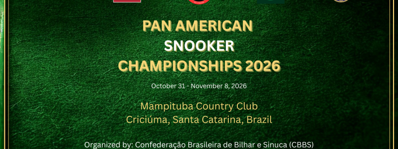 Pan American Snooker Championships 2026 to be held at Criciúma, Santa Catarina, Brazil